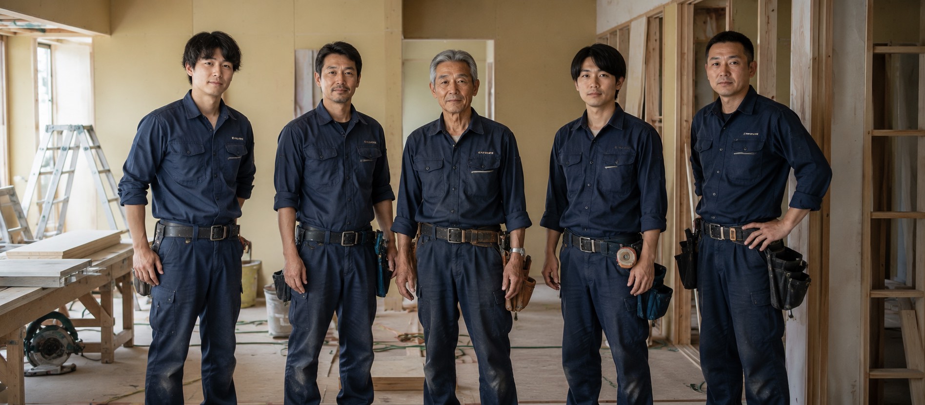 作業着姿の自社職人たち